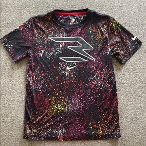 Nike Black and Red Short Sleeve Tee with Geometric Design